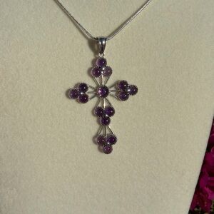 Amethyst Cross Pendant Necklace